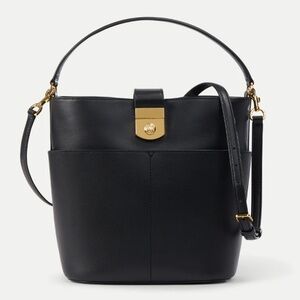 Black Friday special NWT Veronica Beard Crest Lock Leather Bucket Bag Black